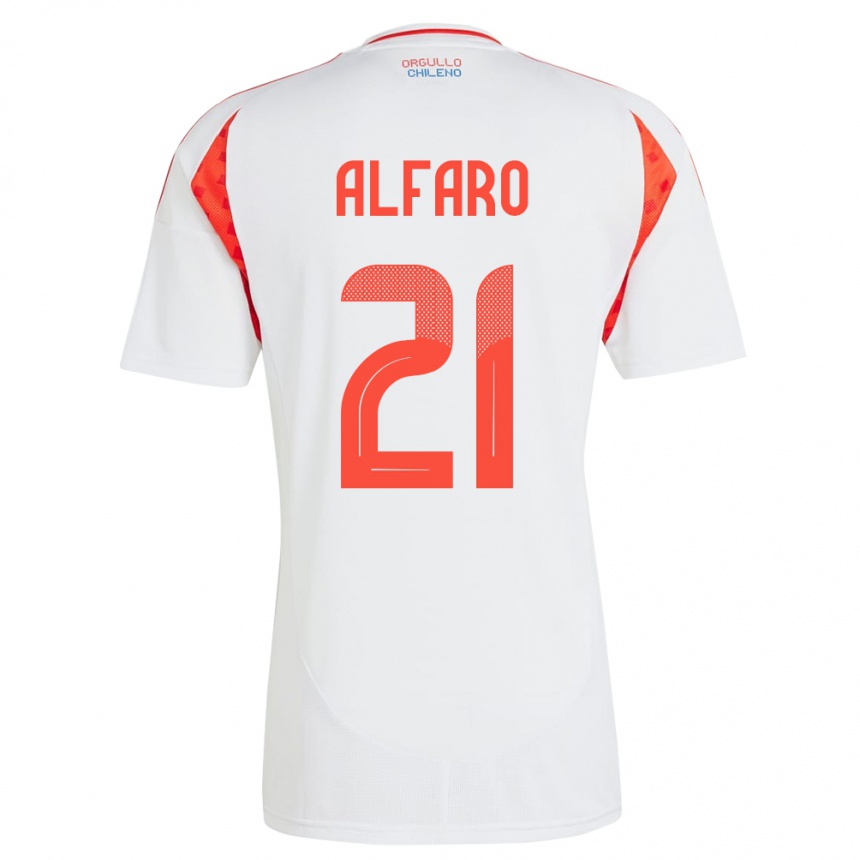 Gyermek Labdarúgás Chile Julián Alfaro #21 Fehér Idegenbeli Jersey 24-26 Mez Póló Ing