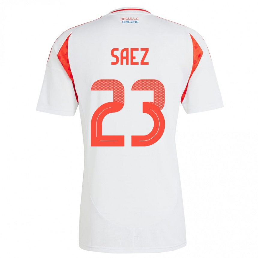 Gyermek Labdarúgás Chile Ignacio Sáez #23 Fehér Idegenbeli Jersey 24-26 Mez Póló Ing