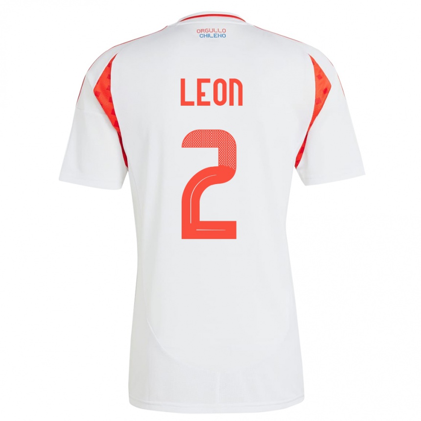 Gyermek Labdarúgás Chile Maicol León #2 Fehér Idegenbeli Jersey 24-26 Mez Póló Ing