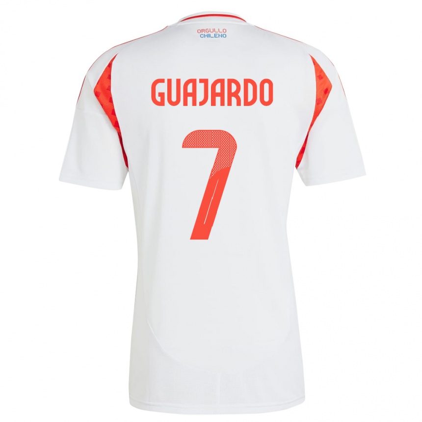 Gyermek Labdarúgás Chile Paolo Guajardo #7 Fehér Idegenbeli Jersey 24-26 Mez Póló Ing