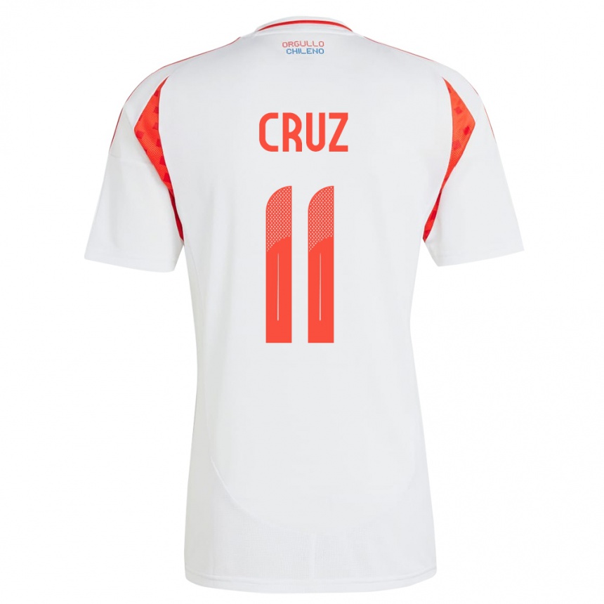 Gyermek Labdarúgás Chile Joan Cruz #11 Fehér Idegenbeli Jersey 24-26 Mez Póló Ing