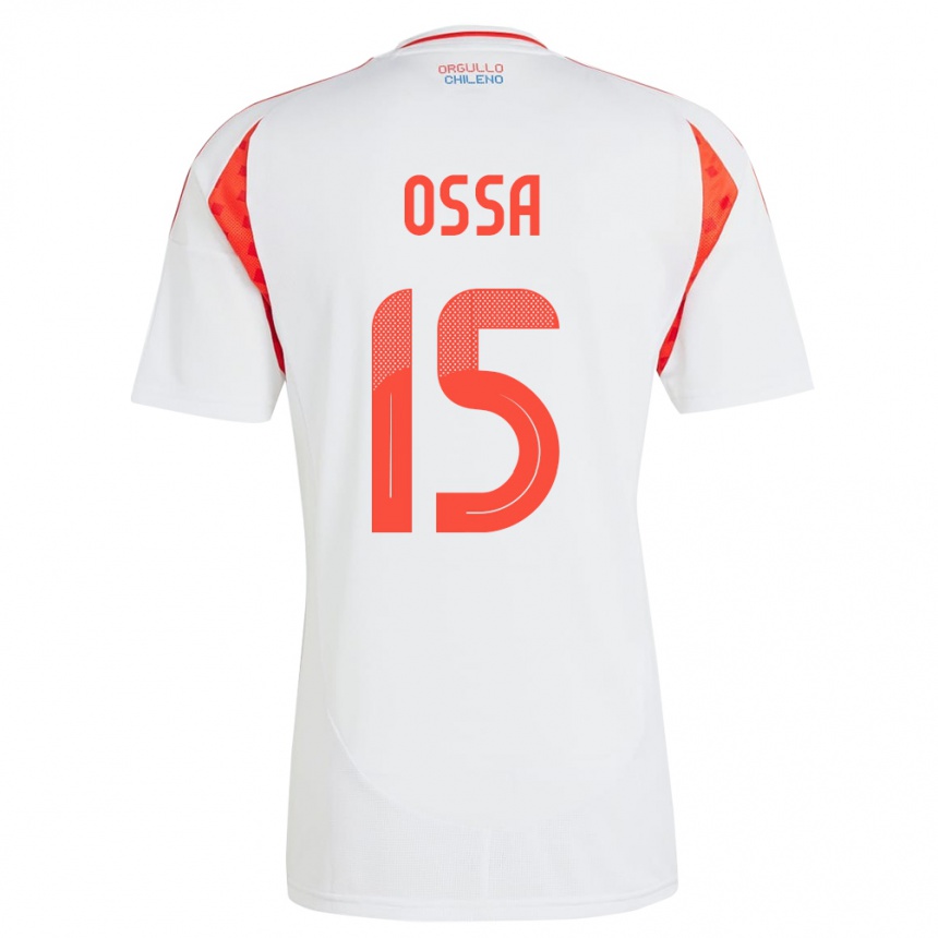 Gyermek Labdarúgás Chile Diego Ossa #15 Fehér Idegenbeli Jersey 24-26 Mez Póló Ing