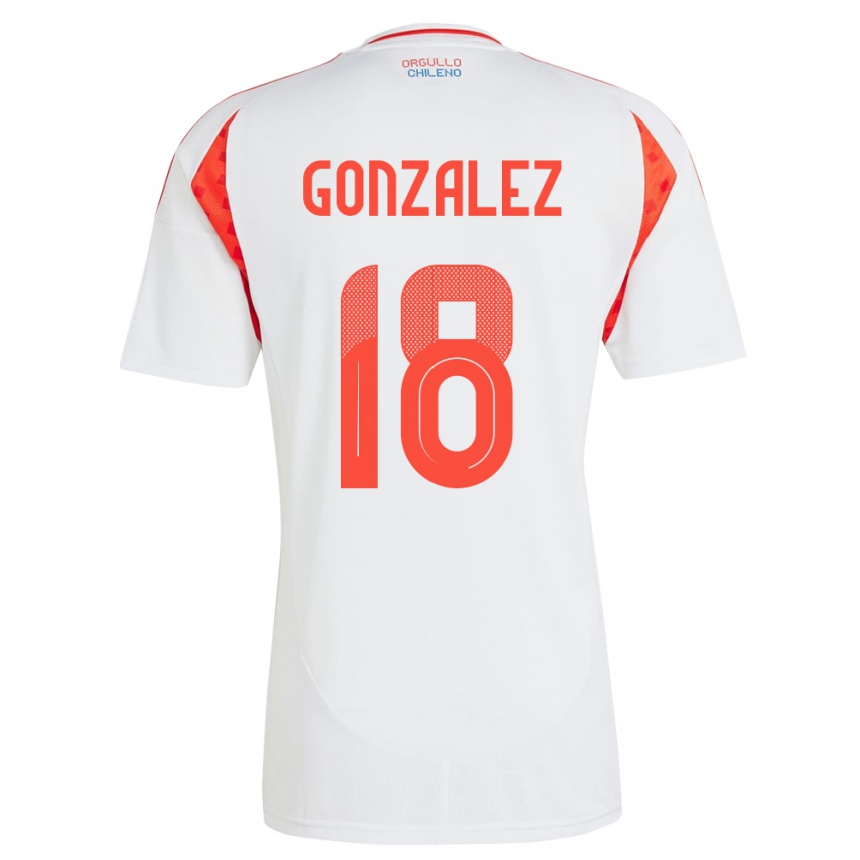 Gyermek Labdarúgás Chile Bryan González #18 Fehér Idegenbeli Jersey 24-26 Mez Póló Ing