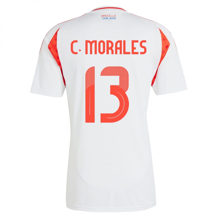 Gyermek Labdarúgás Chile Cristián Morales #13 Fehér Idegenbeli Jersey 24-26 Mez Póló Ing