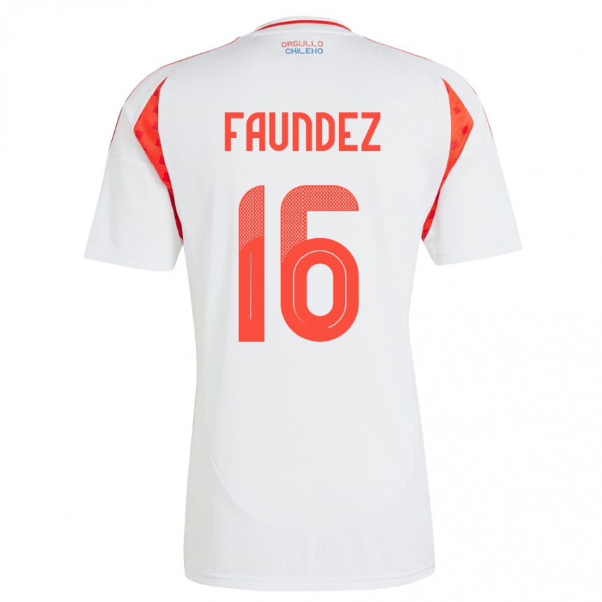 Gyermek Labdarúgás Chile Felipe Faúndez #16 Fehér Idegenbeli Jersey 24-26 Mez Póló Ing