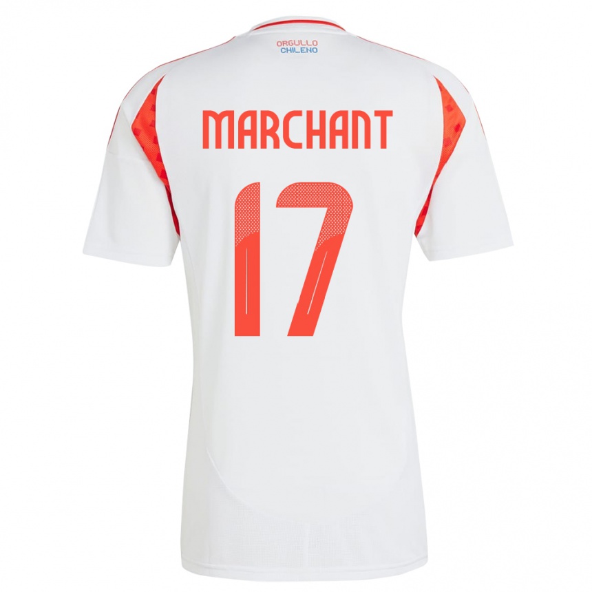 Gyermek Labdarúgás Chile Francisco Marchant #17 Fehér Idegenbeli Jersey 24-26 Mez Póló Ing