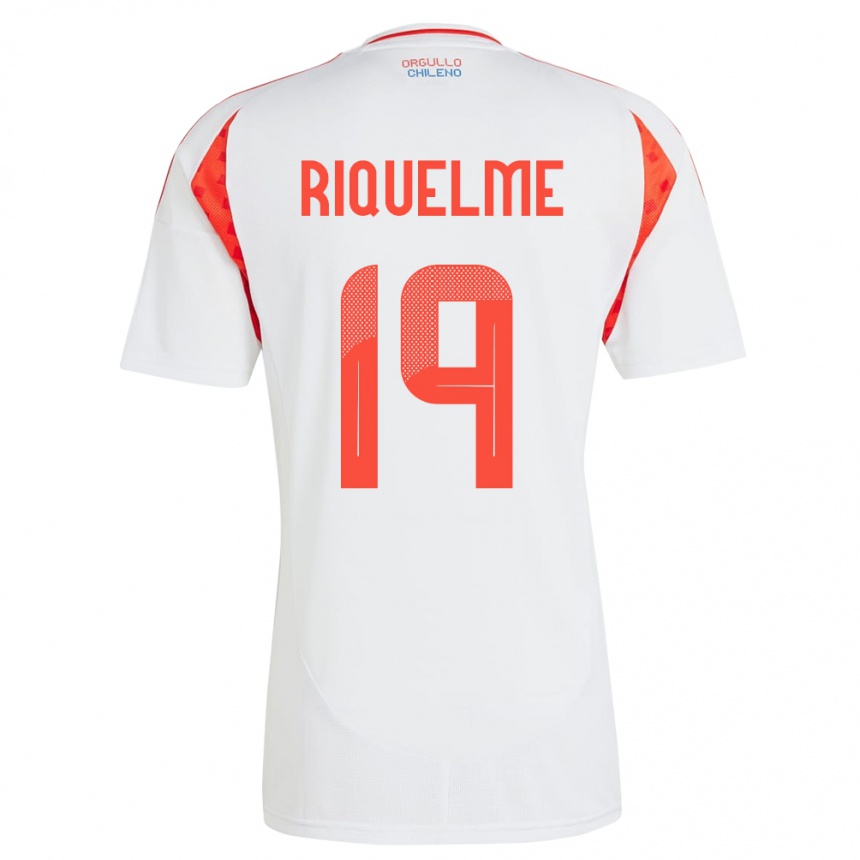 Gyermek Labdarúgás Chile Benjamín Riquelme #19 Fehér Idegenbeli Jersey 24-26 Mez Póló Ing