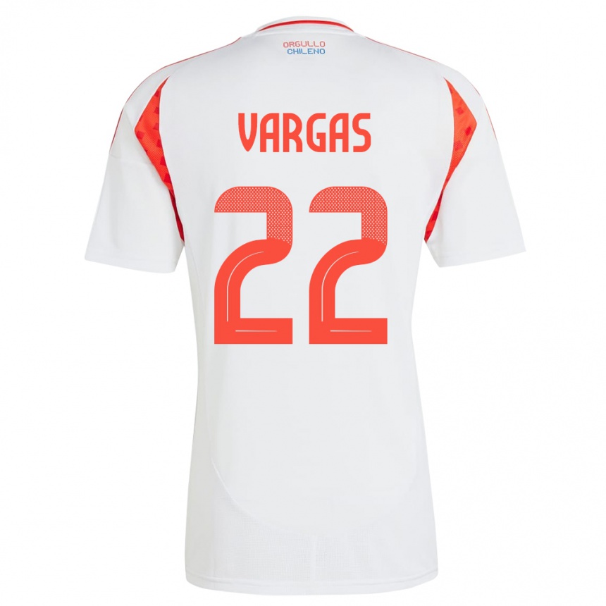 Gyermek Labdarúgás Chile Diego Vargas #22 Fehér Idegenbeli Jersey 24-26 Mez Póló Ing