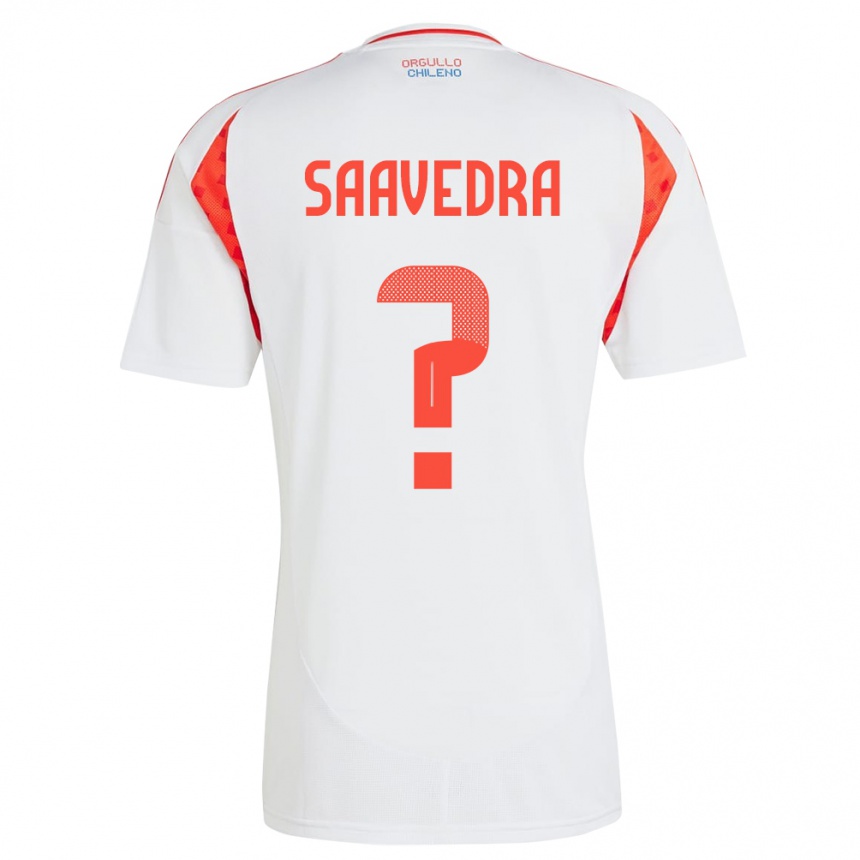 Gyermek Labdarúgás Chile Danilo Saavedra #0 Fehér Idegenbeli Jersey 24-26 Mez Póló Ing