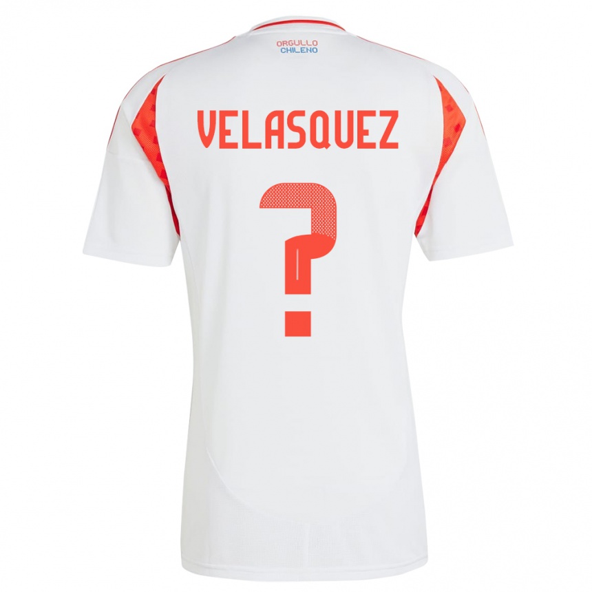 Gyermek Labdarúgás Chile Milovan Velásquez #0 Fehér Idegenbeli Jersey 24-26 Mez Póló Ing