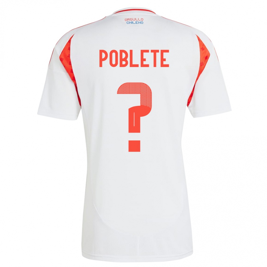 Gyermek Labdarúgás Chile José Poblete #0 Fehér Idegenbeli Jersey 24-26 Mez Póló Ing