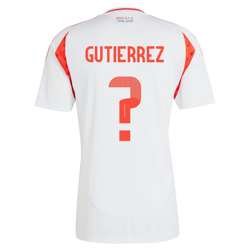 Gyermek Labdarúgás Chile Felipe Gutierrez #0 Fehér Idegenbeli Jersey 24-26 Mez Póló Ing