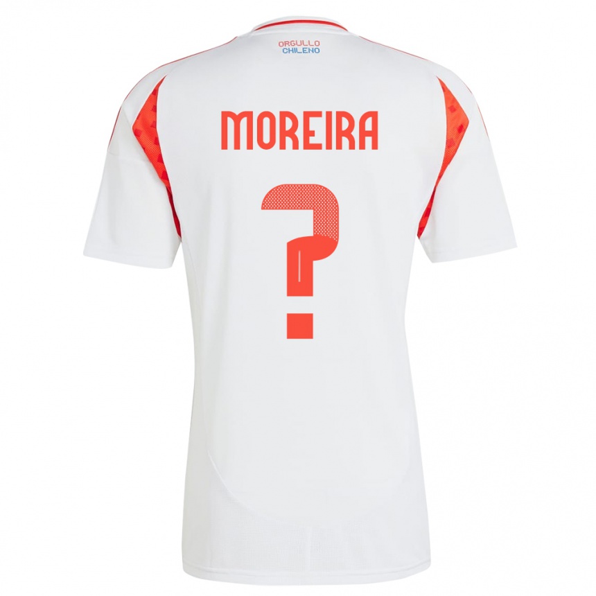 Gyermek Labdarúgás Chile Vicente Moreira #0 Fehér Idegenbeli Jersey 24-26 Mez Póló Ing