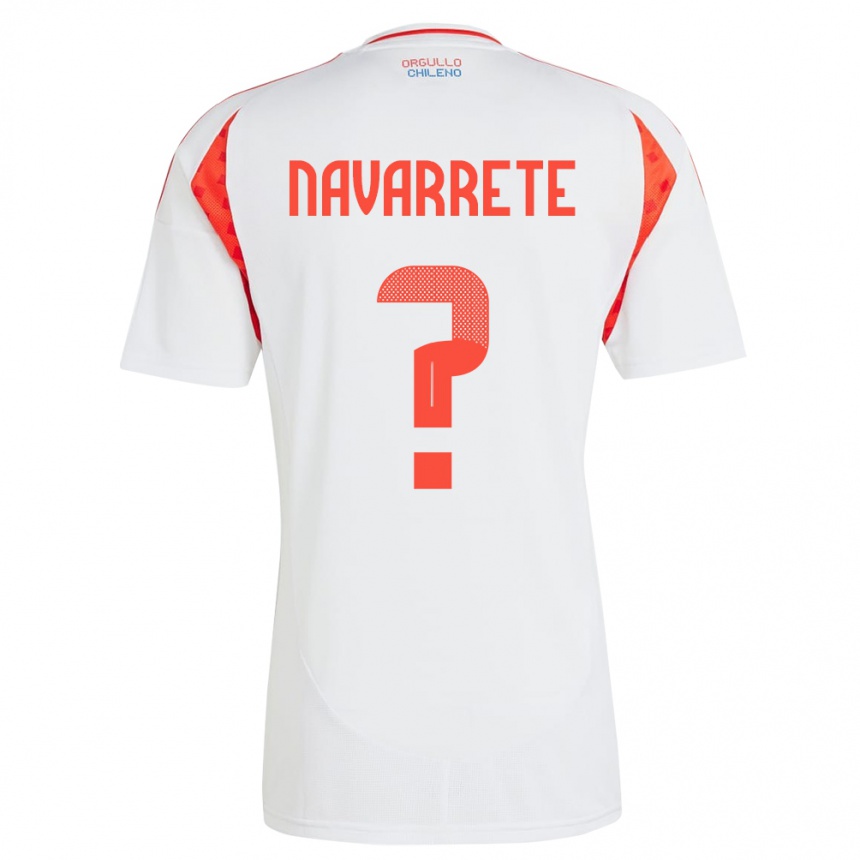 Gyermek Labdarúgás Chile Sebastián Navarrete #0 Fehér Idegenbeli Jersey 24-26 Mez Póló Ing