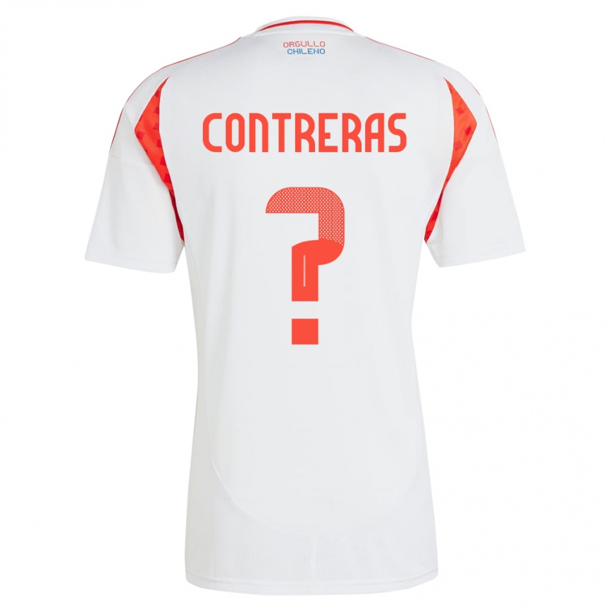 Gyermek Labdarúgás Chile Mathías Contreras #0 Fehér Idegenbeli Jersey 24-26 Mez Póló Ing