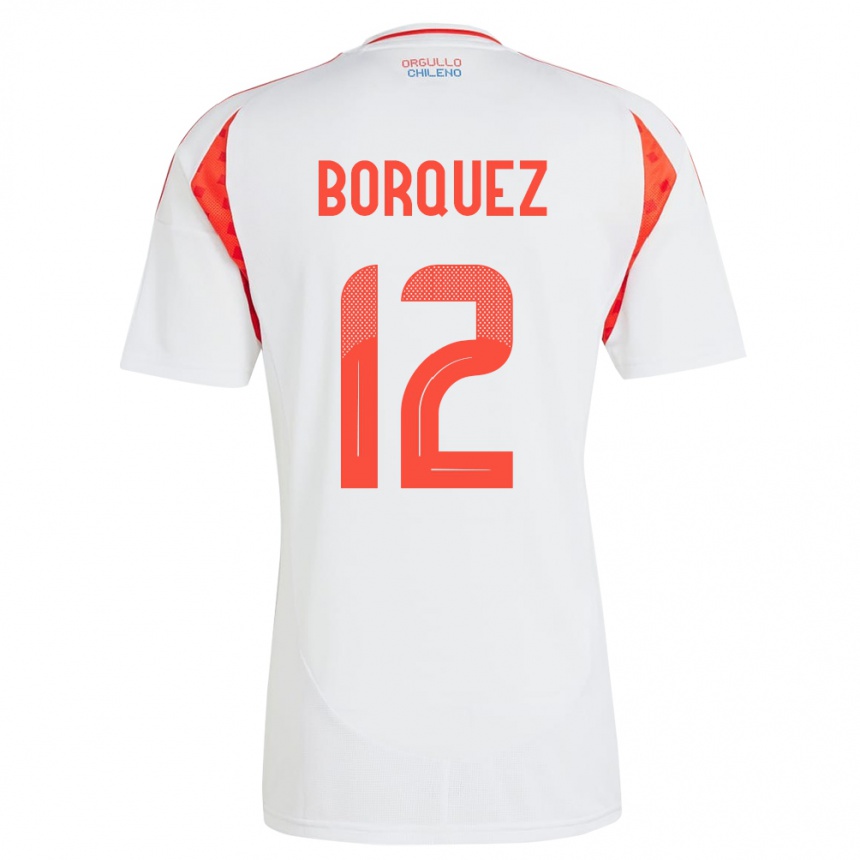 Gyermek Labdarúgás Chile Gabriela Bórquez #12 Fehér Idegenbeli Jersey 24-26 Mez Póló Ing