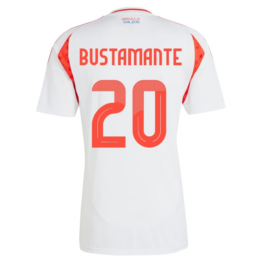 Gyermek Labdarúgás Chile Paloma Bustamante #20 Fehér Idegenbeli Jersey 24-26 Mez Póló Ing