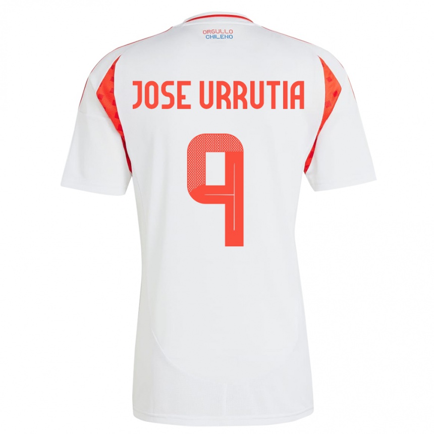 Gyermek Labdarúgás Chile María José Urrutia #9 Fehér Idegenbeli Jersey 24-26 Mez Póló Ing