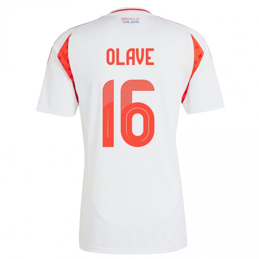 Gyermek Labdarúgás Chile Isidora Olave #16 Fehér Idegenbeli Jersey 24-26 Mez Póló Ing