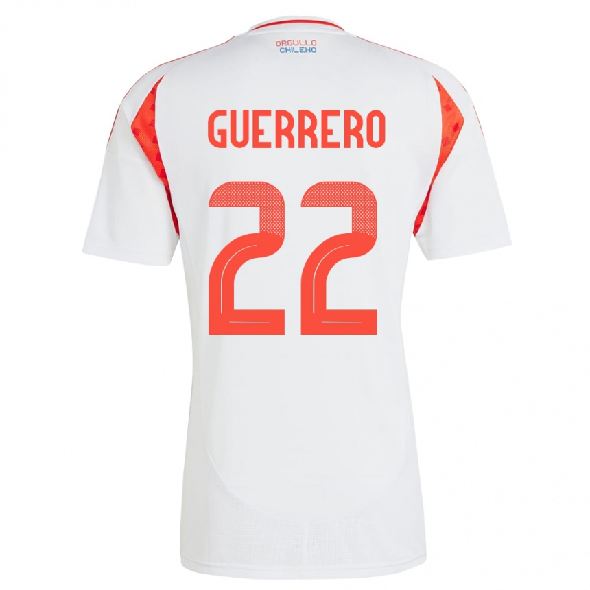 Gyermek Labdarúgás Chile Kathalina Guerrero #22 Fehér Idegenbeli Jersey 24-26 Mez Póló Ing