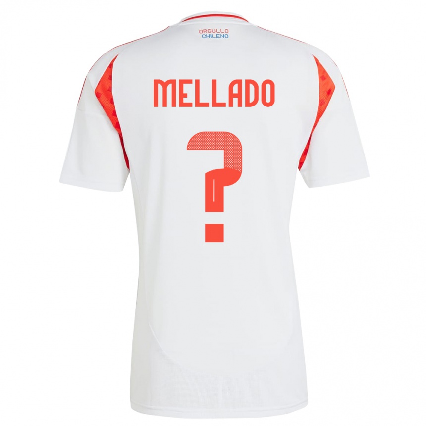 Gyermek Labdarúgás Chile Catalina Mellado #0 Fehér Idegenbeli Jersey 24-26 Mez Póló Ing