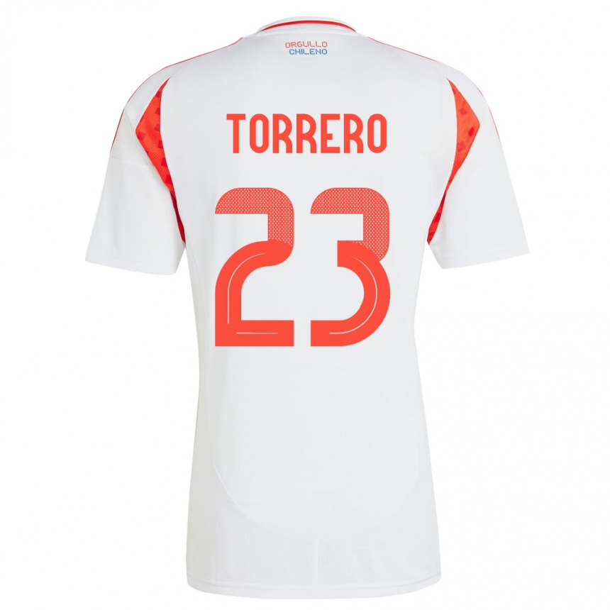 Gyermek Labdarúgás Chile Ryann Torrero #23 Fehér Idegenbeli Jersey 24-26 Mez Póló Ing