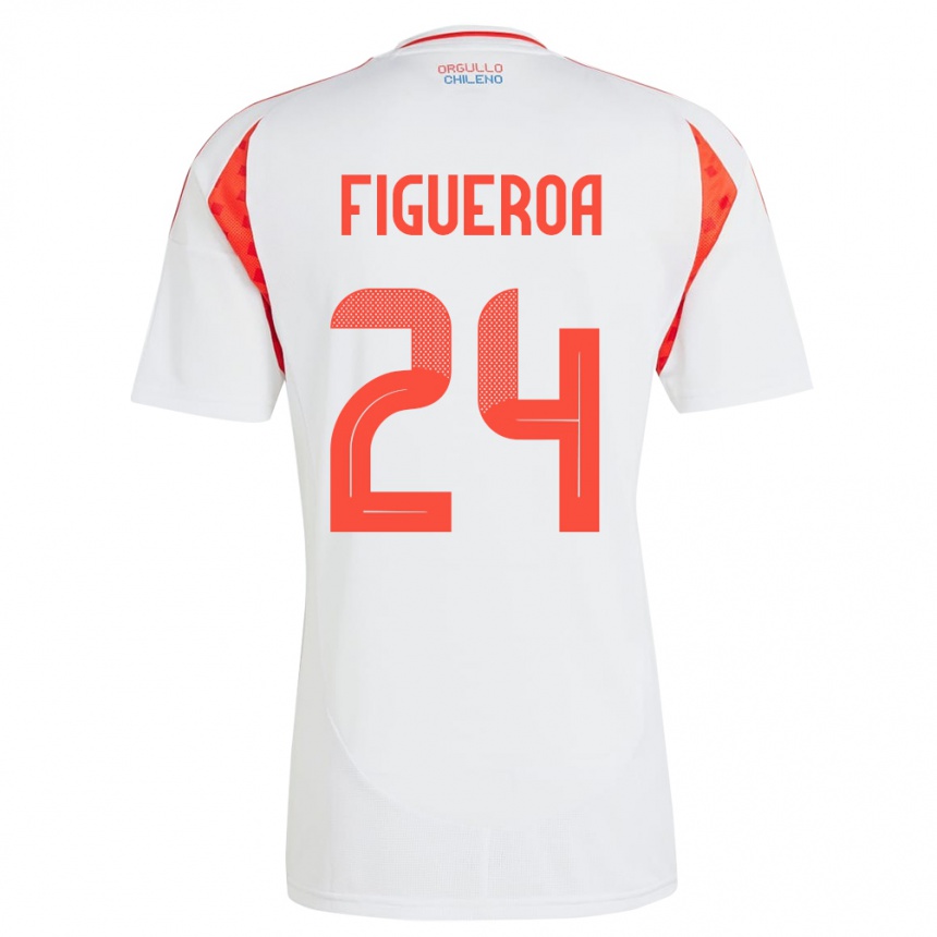 Gyermek Labdarúgás Chile Ámbar Figueroa #24 Fehér Idegenbeli Jersey 24-26 Mez Póló Ing