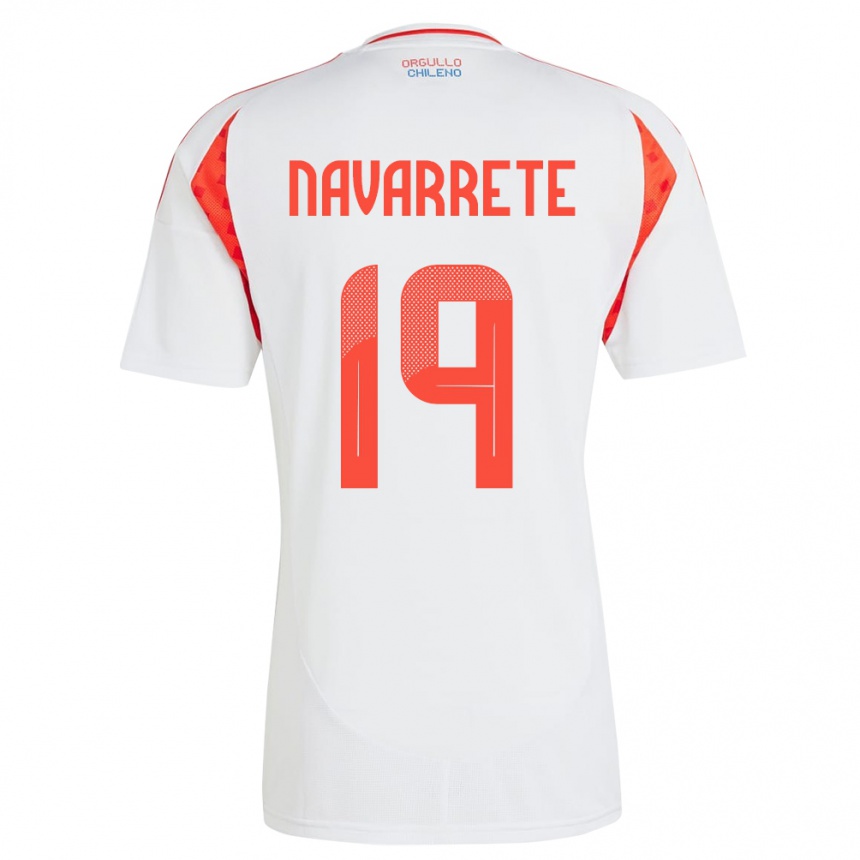 Gyermek Labdarúgás Chile Valentina Navarrete #19 Fehér Idegenbeli Jersey 24-26 Mez Póló Ing