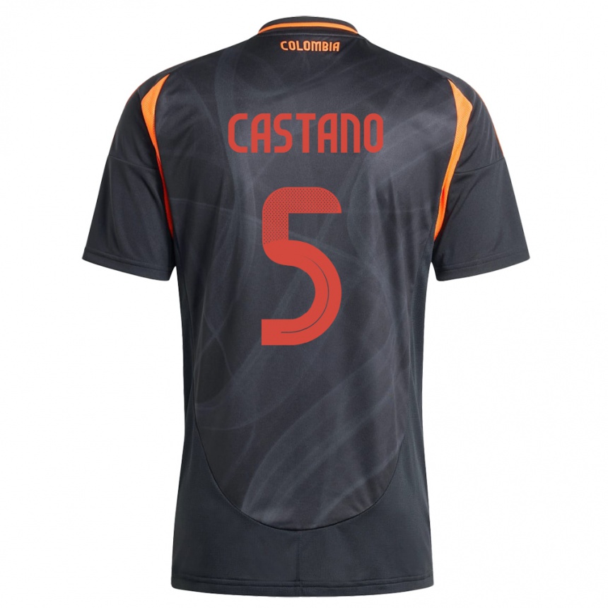 Gyermek Labdarúgás Kolumbia Kevin Castaño #5 Fekete Idegenbeli Jersey 24-26 Mez Póló Ing