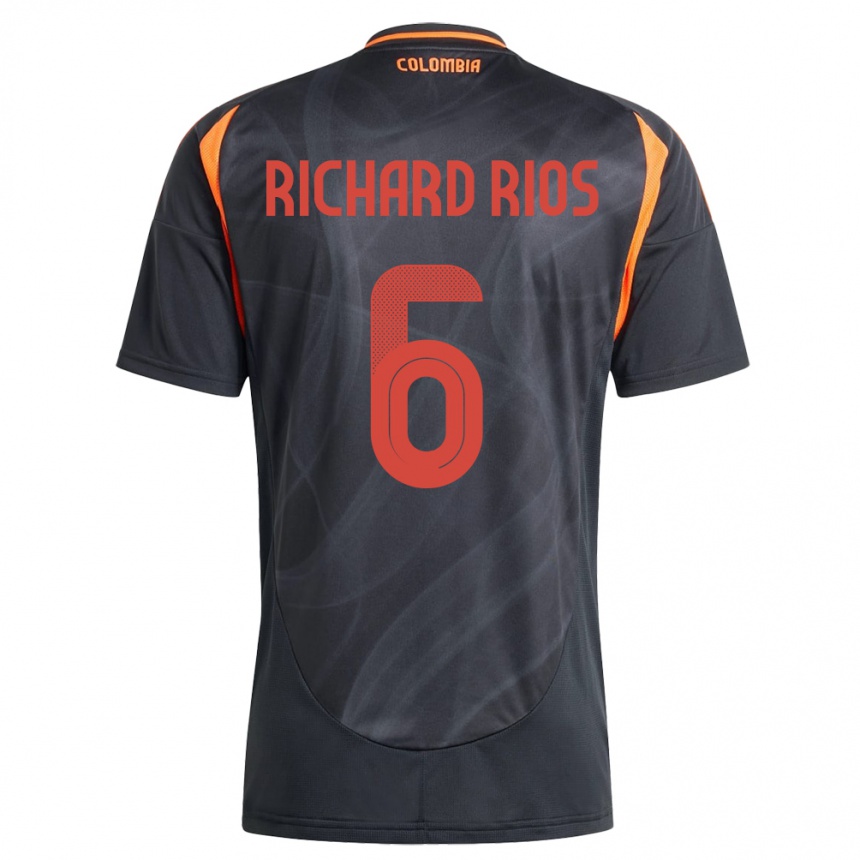 Gyermek Labdarúgás Kolumbia Richard Ríos #6 Fekete Idegenbeli Jersey 24-26 Mez Póló Ing