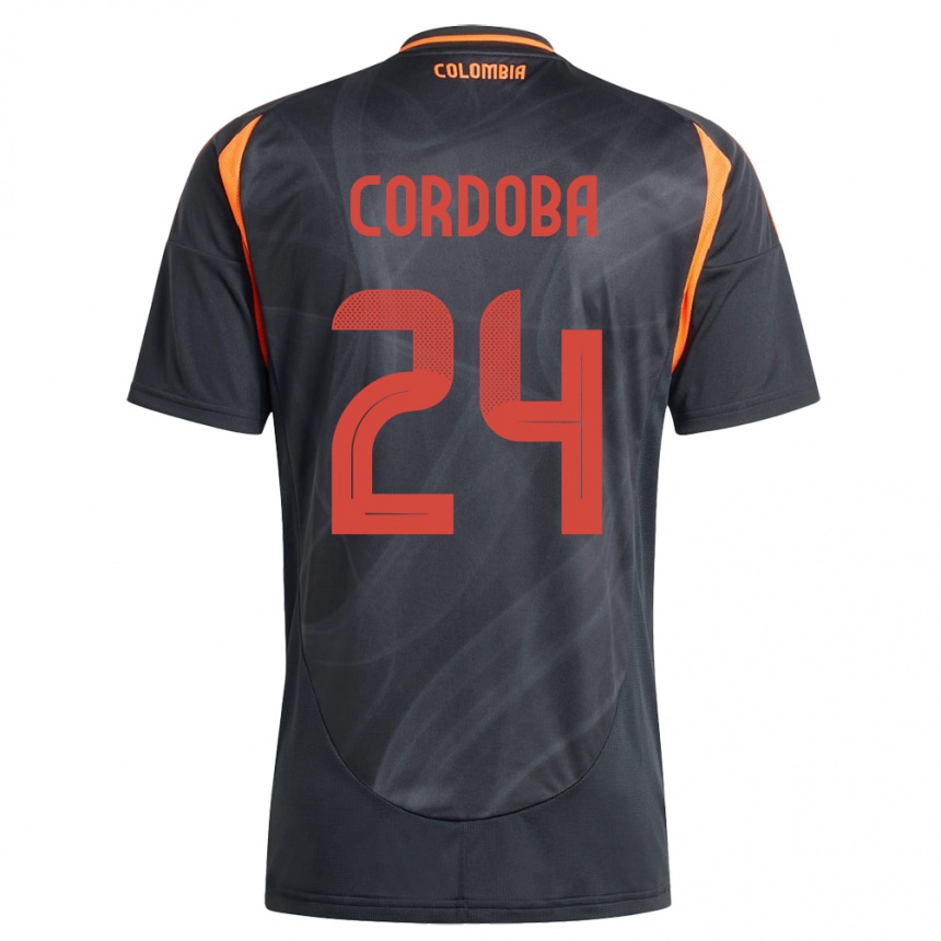 Gyermek Labdarúgás Kolumbia Jhon Córdoba #24 Fekete Idegenbeli Jersey 24-26 Mez Póló Ing