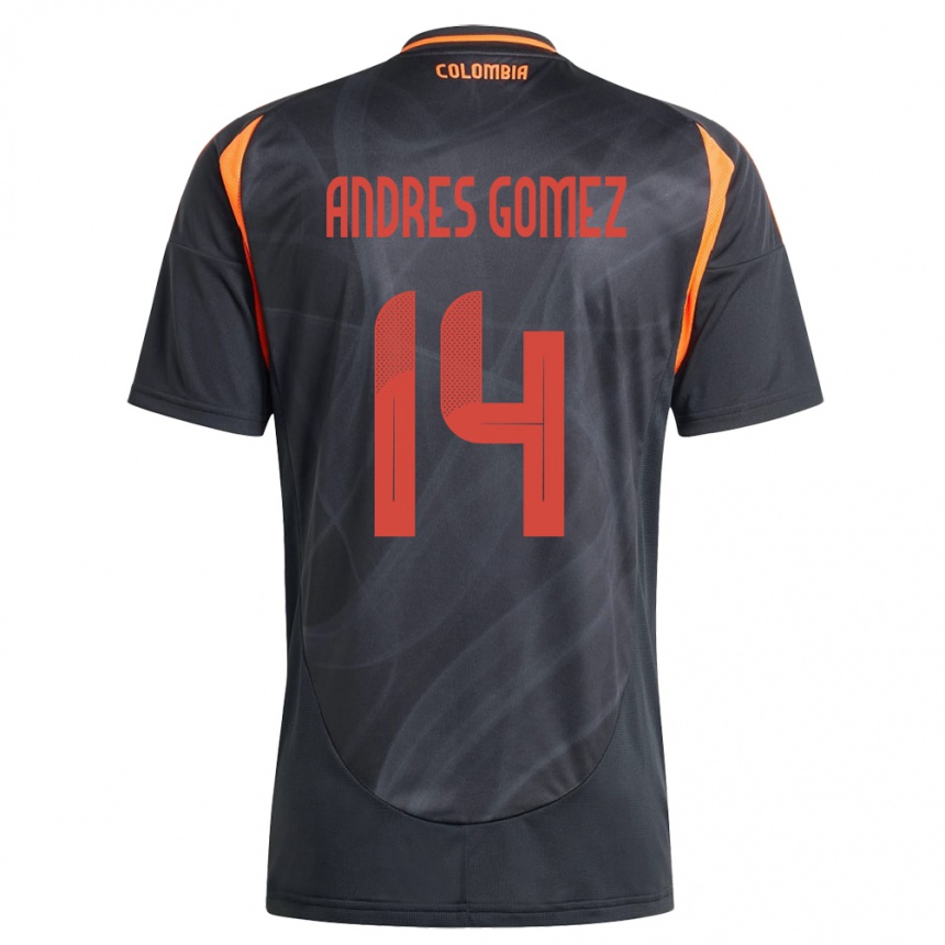 Gyermek Labdarúgás Kolumbia Carlos Andrés Gómez #14 Fekete Idegenbeli Jersey 24-26 Mez Póló Ing