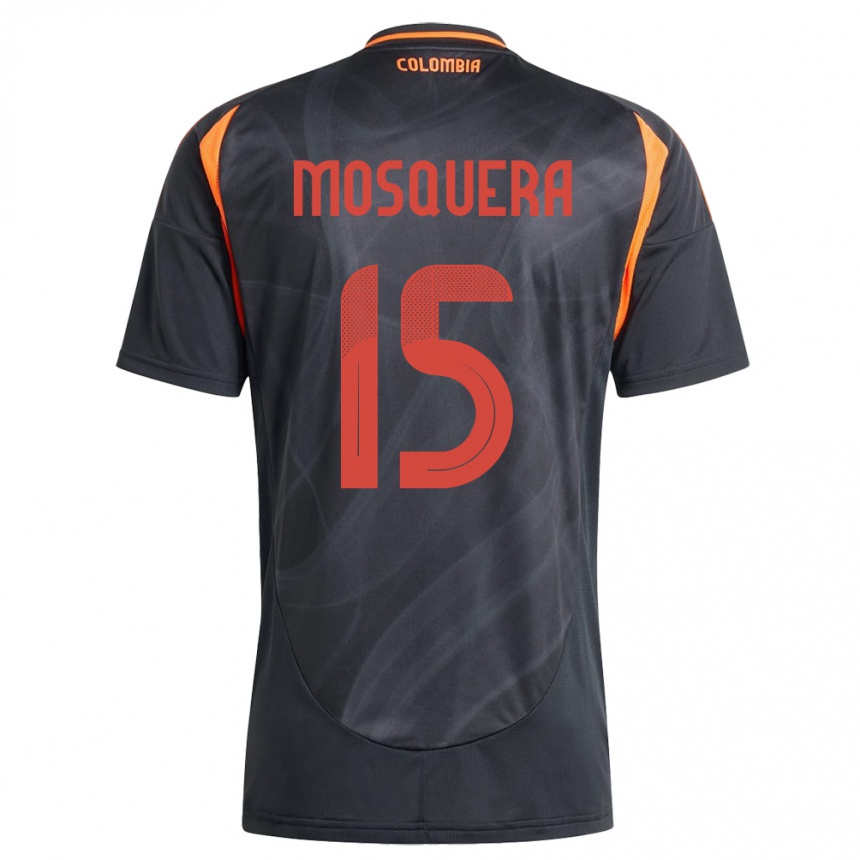 Gyermek Labdarúgás Kolumbia Yerson Mosquera #15 Fekete Idegenbeli Jersey 24-26 Mez Póló Ing