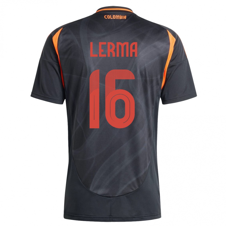 Gyermek Labdarúgás Kolumbia Jefferson Lerma #16 Fekete Idegenbeli Jersey 24-26 Mez Póló Ing