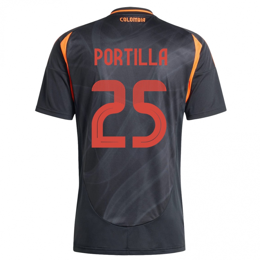 Gyermek Labdarúgás Kolumbia Juan Portilla #25 Fekete Idegenbeli Jersey 24-26 Mez Póló Ing