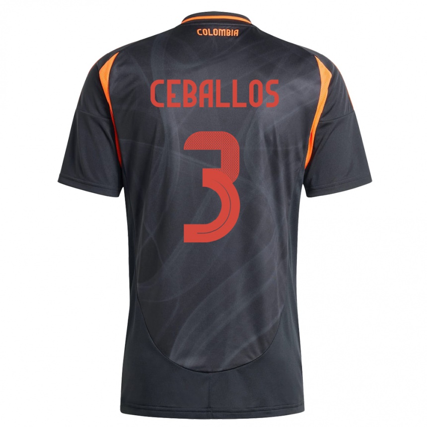 Gyermek Labdarúgás Kolumbia Brayan Ceballos #3 Fekete Idegenbeli Jersey 24-26 Mez Póló Ing