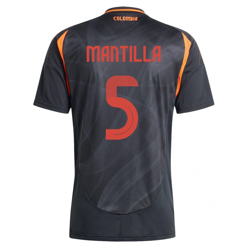 Gyermek Labdarúgás Kolumbia Kevin Mantilla #5 Fekete Idegenbeli Jersey 24-26 Mez Póló Ing