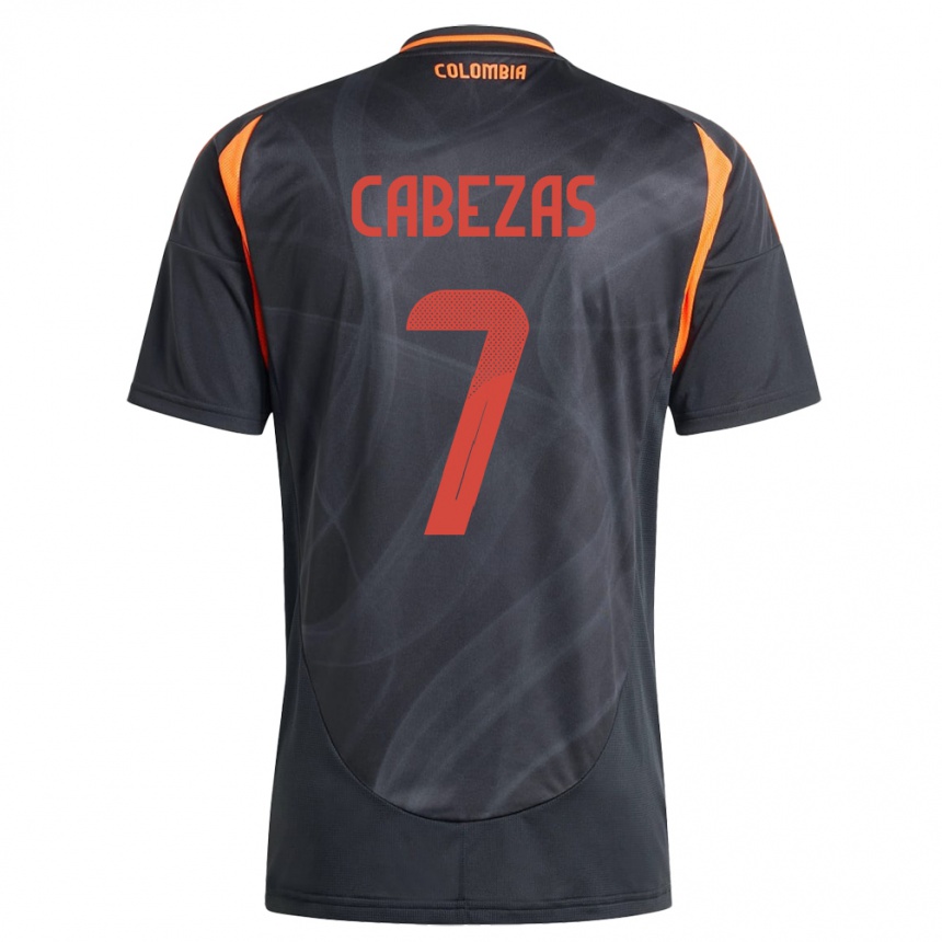 Gyermek Labdarúgás Kolumbia Jorge Cabezas #7 Fekete Idegenbeli Jersey 24-26 Mez Póló Ing