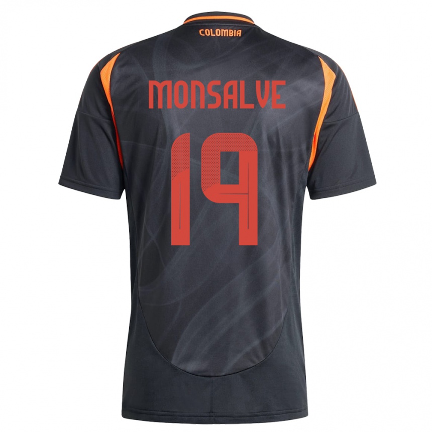 Gyermek Labdarúgás Kolumbia Miguel Monsalve #19 Fekete Idegenbeli Jersey 24-26 Mez Póló Ing