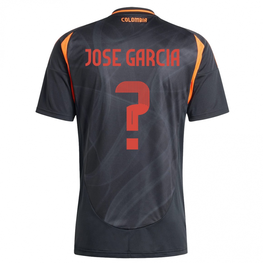 Gyermek Labdarúgás Kolumbia José García #0 Fekete Idegenbeli Jersey 24-26 Mez Póló Ing