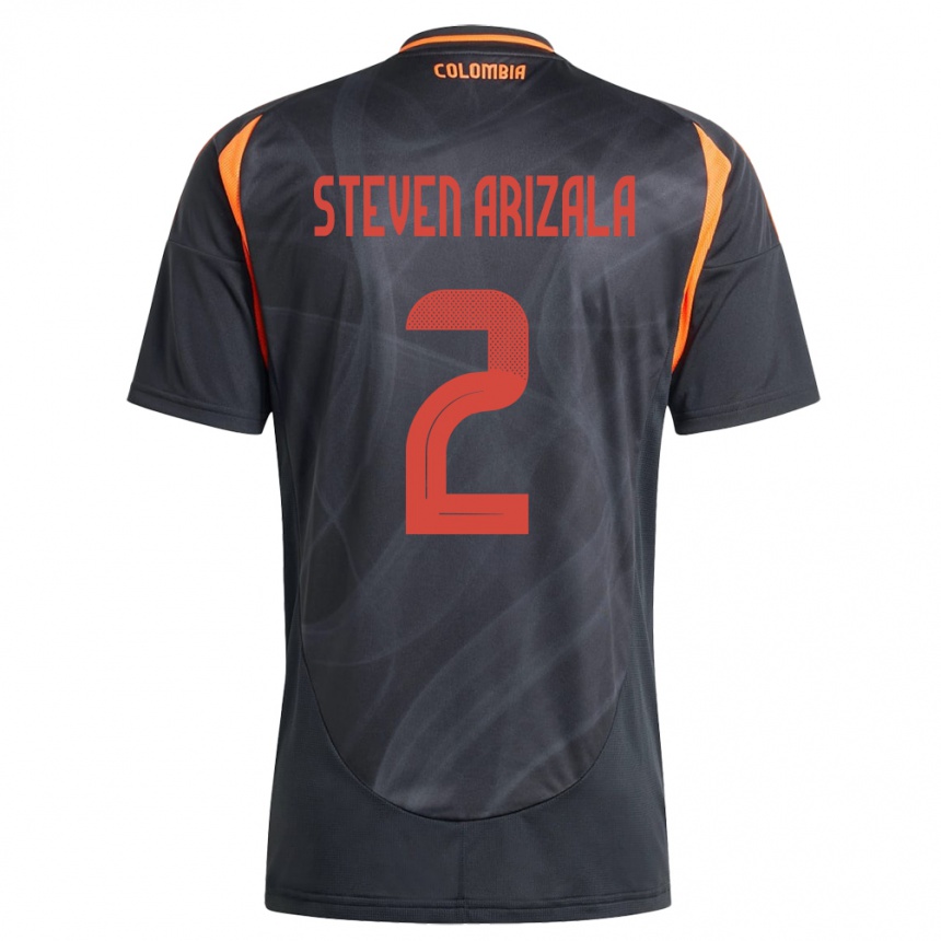 Gyermek Labdarúgás Kolumbia Elver Steven Arizala #2 Fekete Idegenbeli Jersey 24-26 Mez Póló Ing