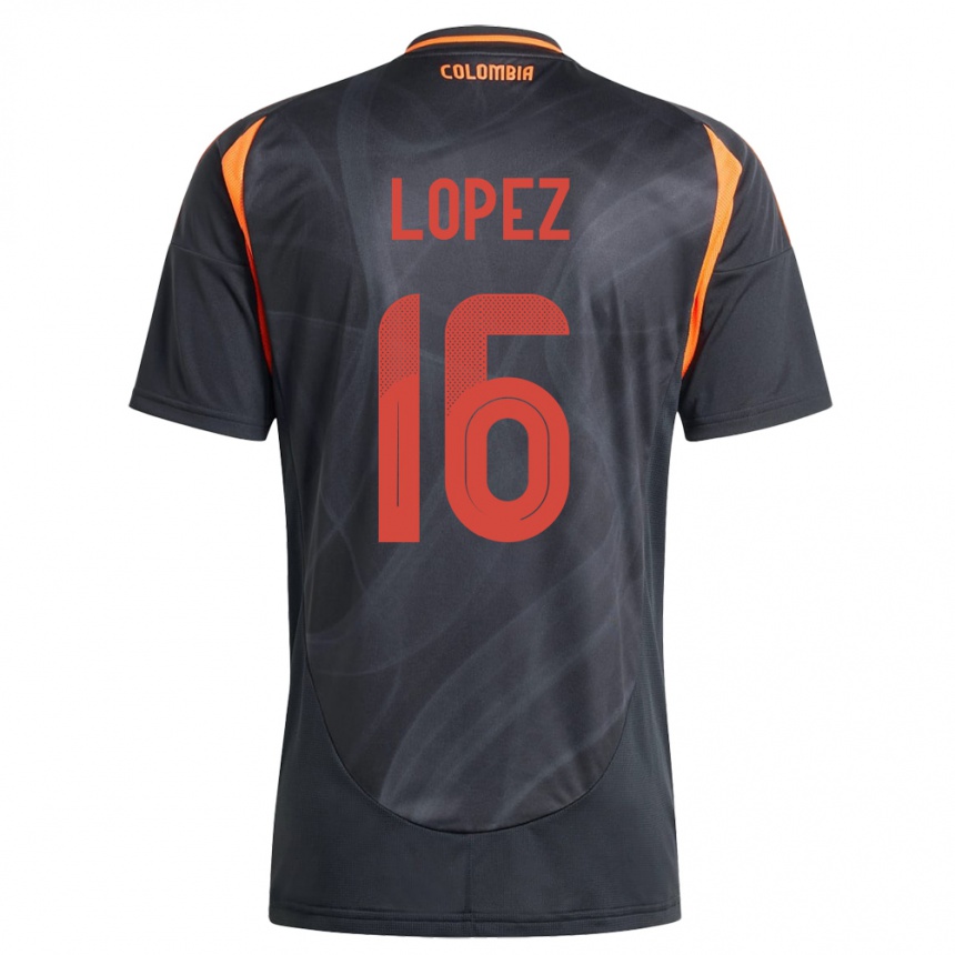 Gyermek Labdarúgás Kolumbia William López #16 Fekete Idegenbeli Jersey 24-26 Mez Póló Ing