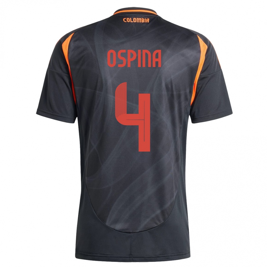 Gyermek Labdarúgás Kolumbia Diana Ospina #4 Fekete Idegenbeli Jersey 24-26 Mez Póló Ing