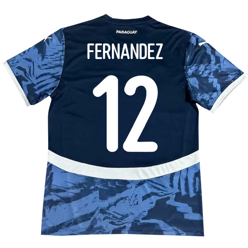 Gyermek Labdarúgás Paraguay Gatito Fernández #12 Kék Idegenbeli Jersey 24-26 Mez Póló Ing