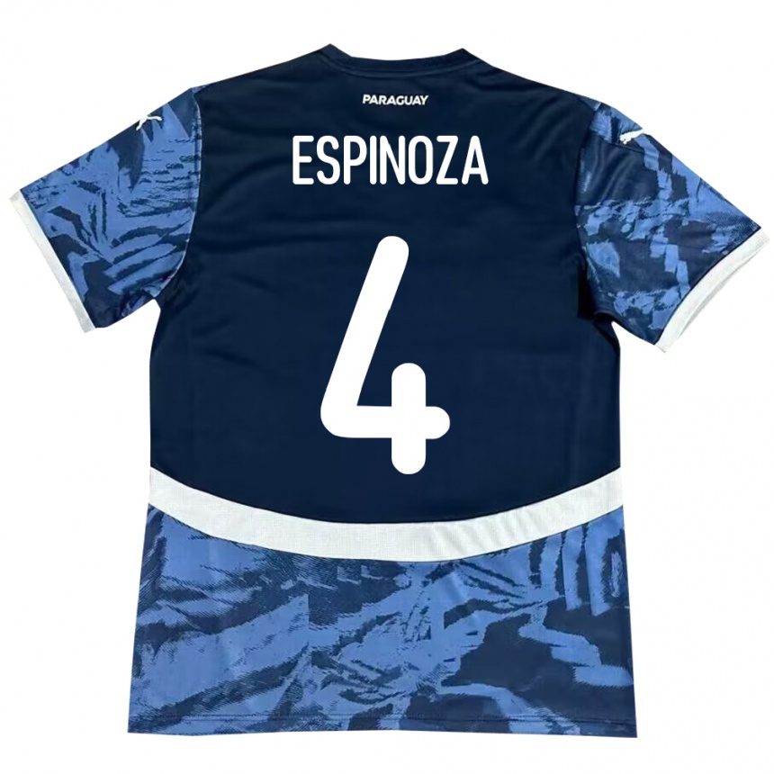 Gyermek Labdarúgás Paraguay Matías Espinoza #4 Kék Idegenbeli Jersey 24-26 Mez Póló Ing