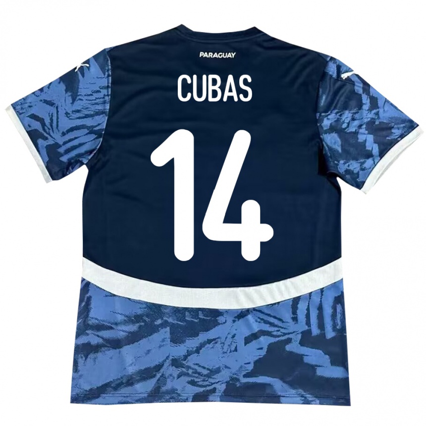 Gyermek Labdarúgás Paraguay Andrés Cubas #14 Kék Idegenbeli Jersey 24-26 Mez Póló Ing