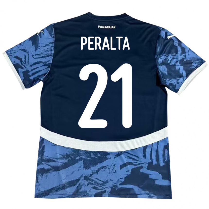 Gyermek Labdarúgás Paraguay Fabrizio Peralta #21 Kék Idegenbeli Jersey 24-26 Mez Póló Ing