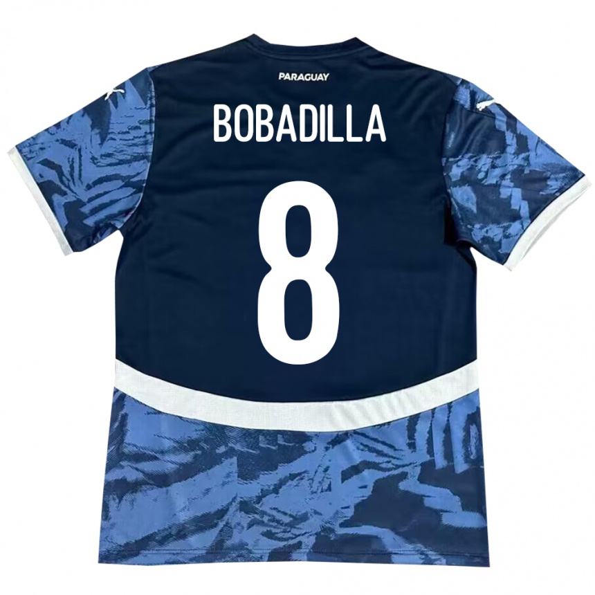 Gyermek Labdarúgás Paraguay Damián Bobadilla #8 Kék Idegenbeli Jersey 24-26 Mez Póló Ing