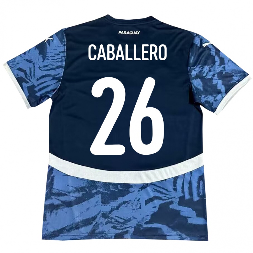 Gyermek Labdarúgás Paraguay Hernesto Caballero #26 Kék Idegenbeli Jersey 24-26 Mez Póló Ing