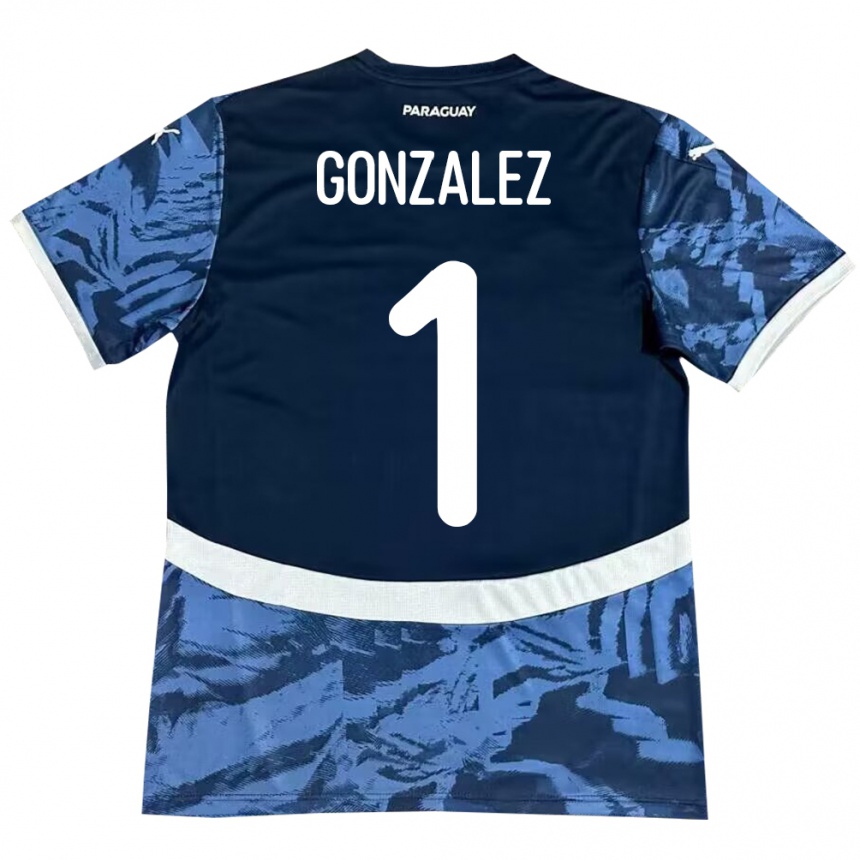 Gyermek Labdarúgás Paraguay Ángel González #1 Kék Idegenbeli Jersey 24-26 Mez Póló Ing